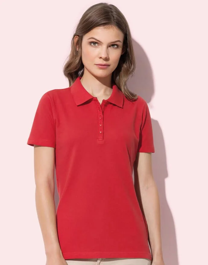 Polos rojo para mujer, ropa personalizada